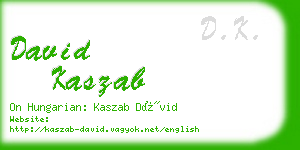 david kaszab business card